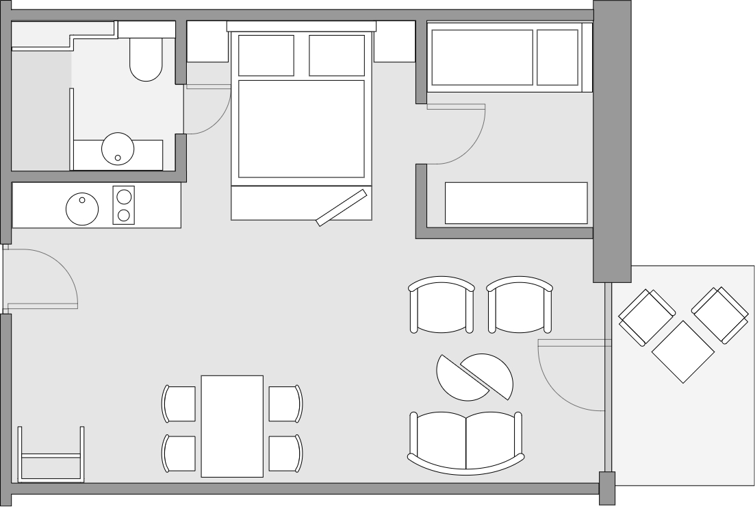 Grundriss Zweiraum Appartement